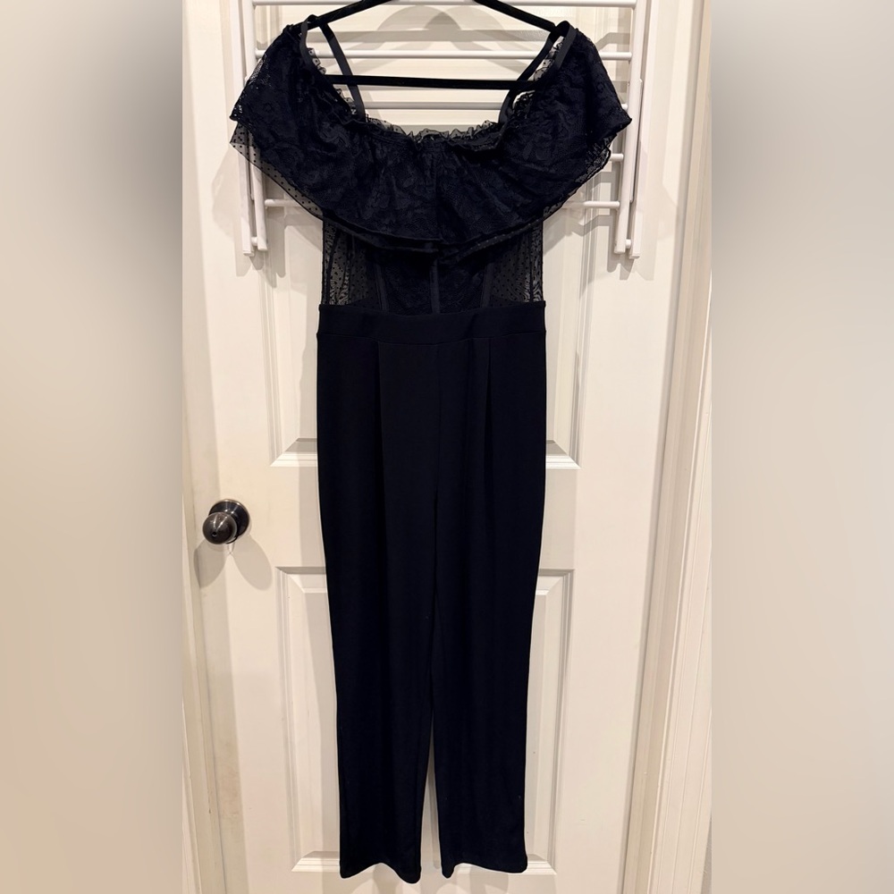 Express Black Lace Detail Jumpsuit